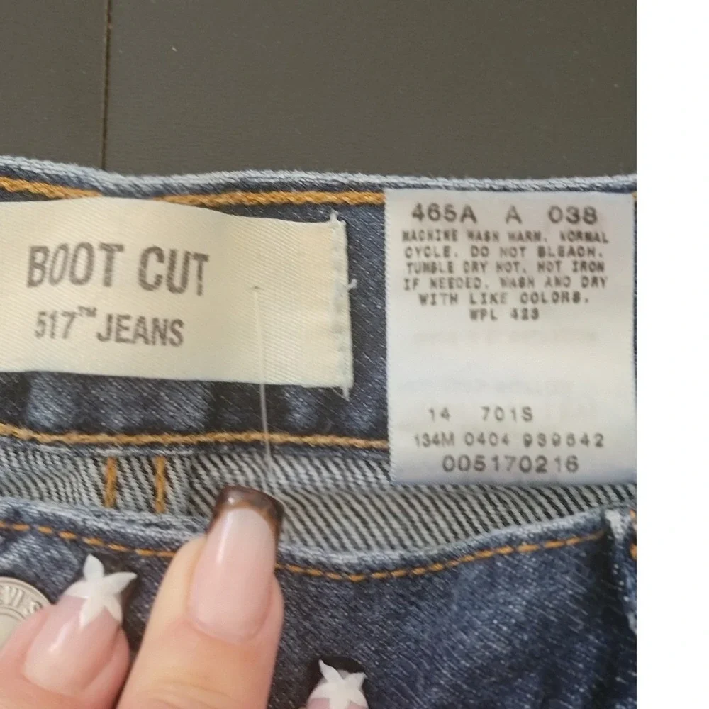 Levis 517‎ Boot Cut Jeans Mens 40x34 Custom Distressed Whiskey River Plaid Patch